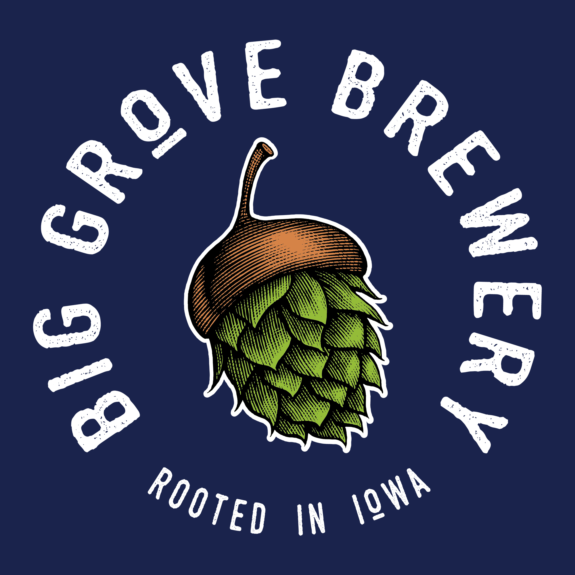 Big Grove Brewery logo on blue – Rooted (June 2021)